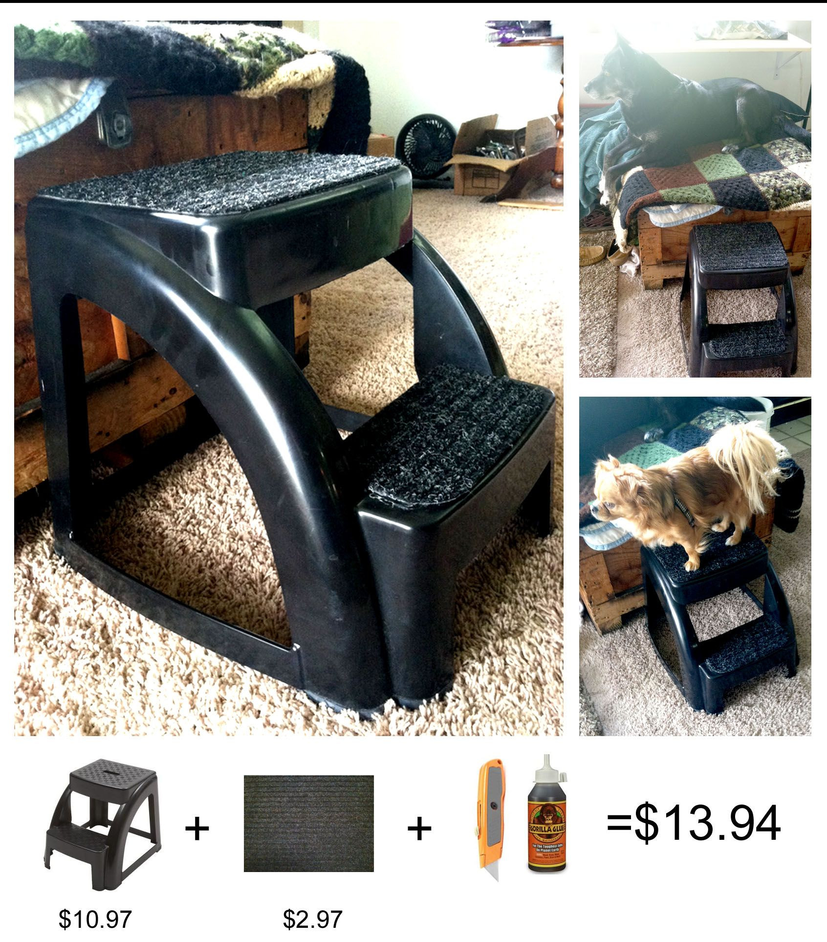 DIY Doggie Stairs
 DIY Dog Pet Stairs Stool with support up to 300lbs This