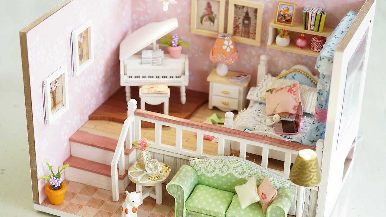 DIY Doll House Kits
 DIY Girly Miniature Dollhouse kit with Furniture & Lights