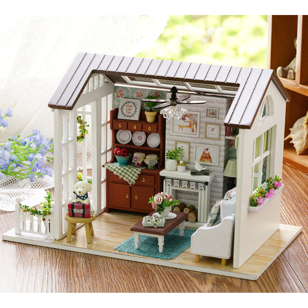 DIY Doll House Kits
 Mini Wooden Dollhouse Happy Times DIY Doll House LED Music