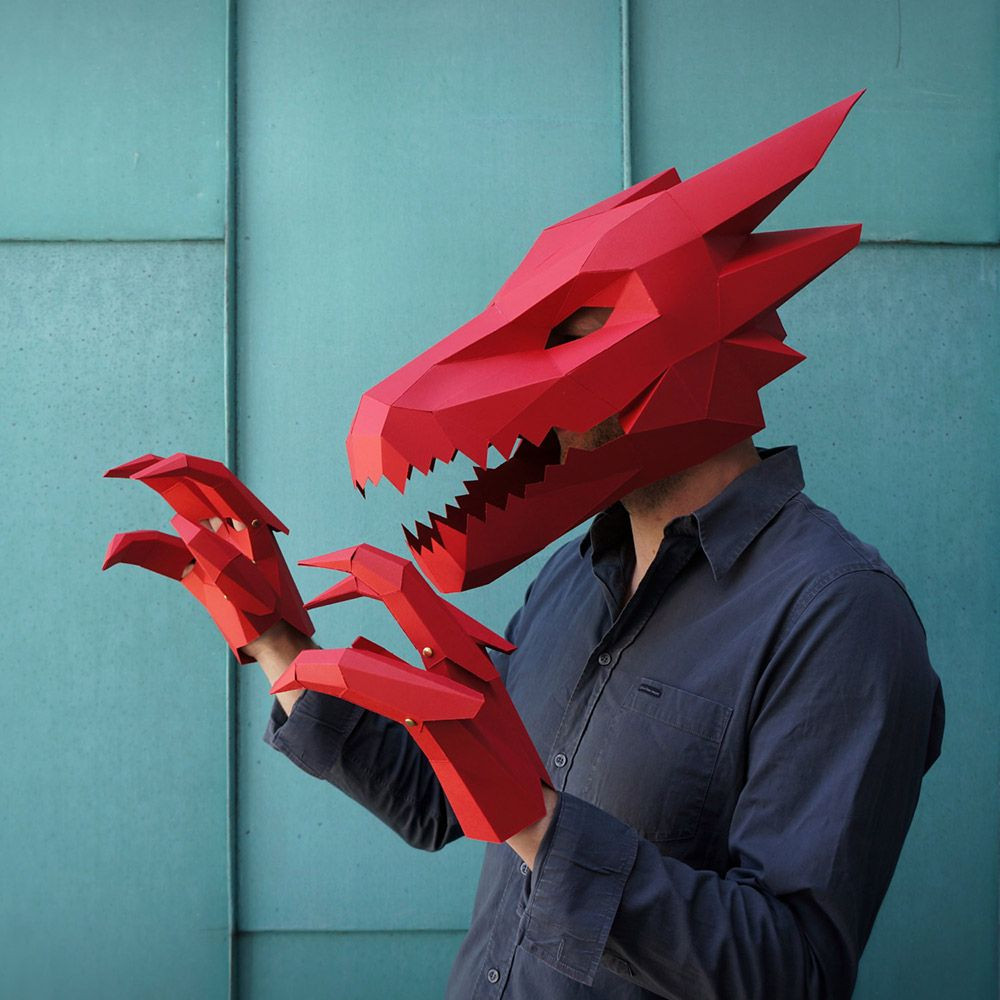 DIY Dragon Mask
 DIY Low Poly Animal Masks by Wintercroft Papercraft