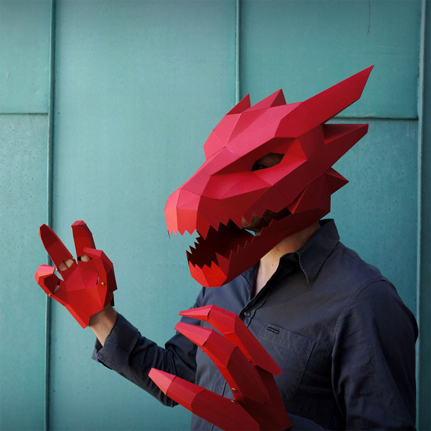 DIY Dragon Mask
 DIY Geometric Paper Masks For Halloween