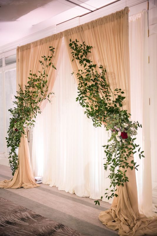 DIY Draping For Wedding
 Draping and greenery at altar