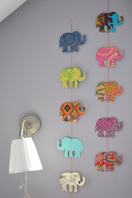 DIY Elephant Decorations
 DIY Elephant Garland Made From Scrapbook Paper