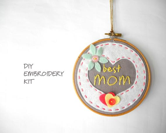 DIY Embroidery Kit
 Items similar to DIY kids embroidery kit Mothers day