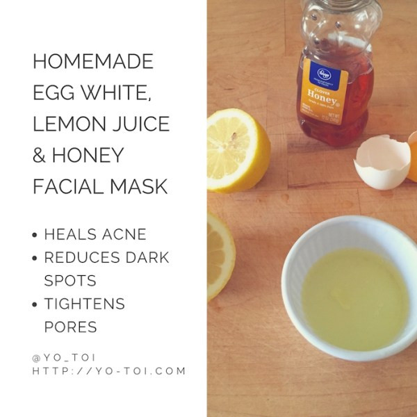 DIY Face Masks For Acne
 Egg White Lemon Juice & Honey Facial Mask for Acne Scars