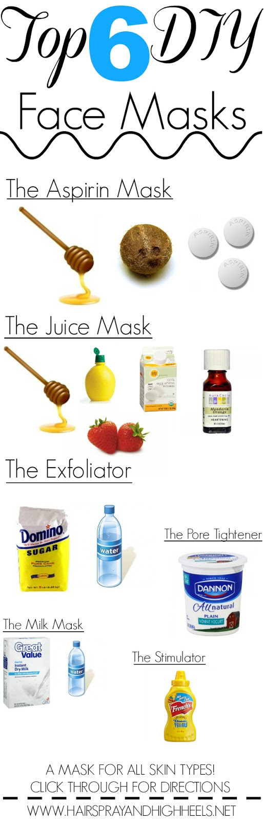 DIY Facial Mask Recipes
 6 DIY Face Masks All Skin Types Hairspray and Highheels