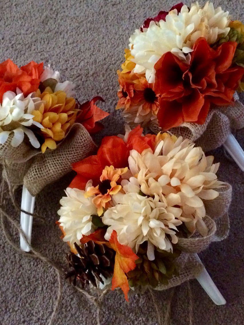 DIY Fall Wedding Bouquet
 Diy bouquets fake flowers Burlap and twine Fall wedding