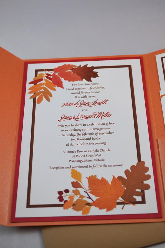 DIY Fall Wedding Invitations
 Items similar to Printable PDF Fall Wedding Invitations