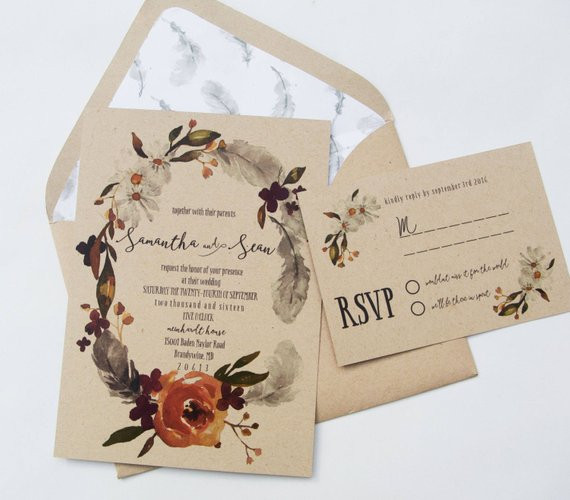 DIY Fall Wedding Invitations
 40 Fall Wedding Invitations from Etsy for Your Autumnal