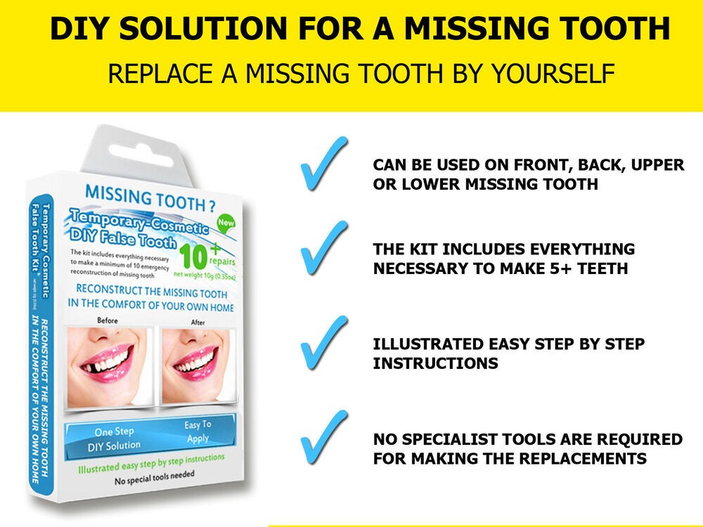 DIY False Teeth Kit
 ToothFIX DIY MISSING TOOTH TEMPORARY REPLACEMENT TEETH