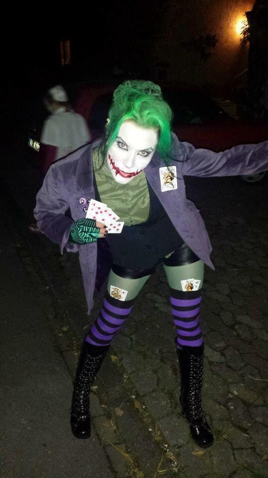 DIY Female Joker Costume
 The Joker Halloween makeup and clothes