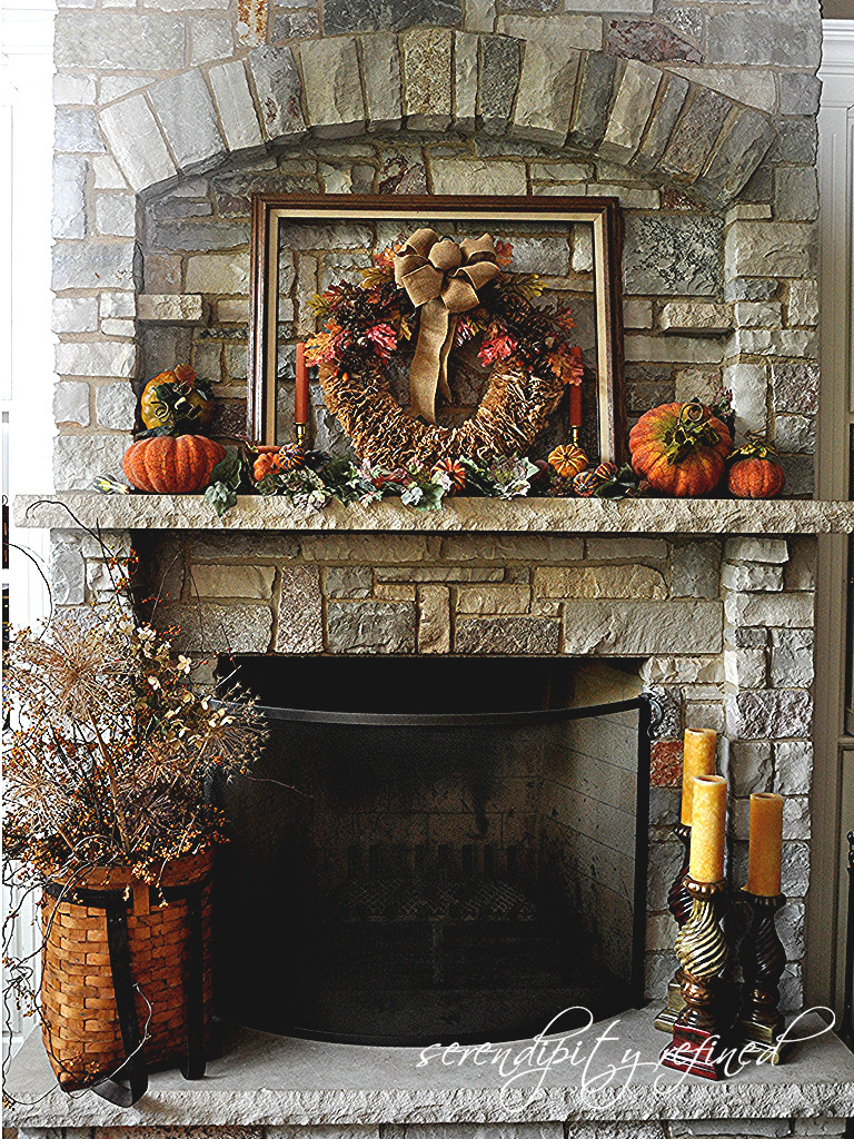 DIY Fireplace Decor
 Serendipity Refined Blog Fall Decorating Mantels and