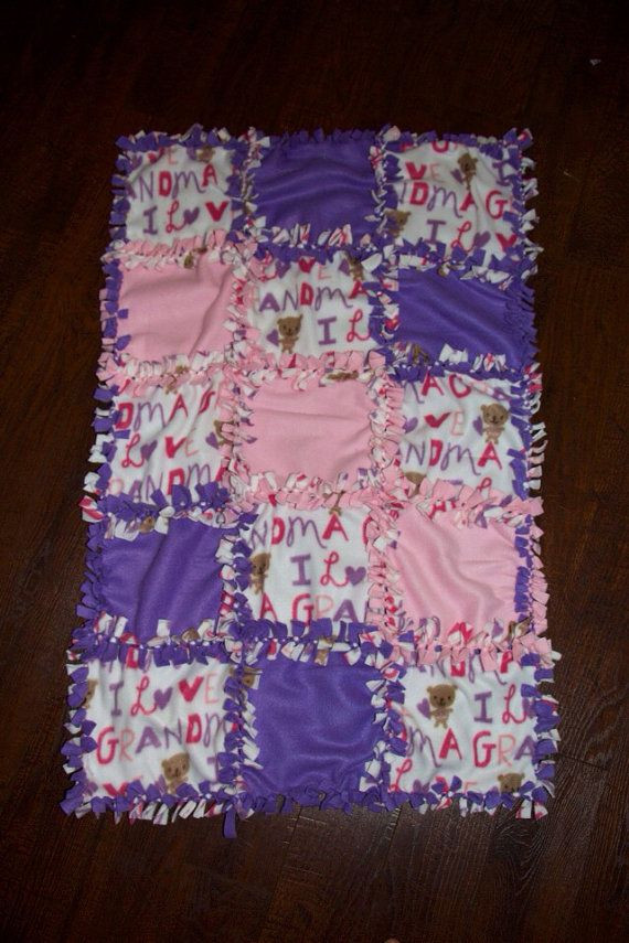 DIY Fleece Baby Blanket
 I love Grandma fleece quilted no sew blanket 27x42 via