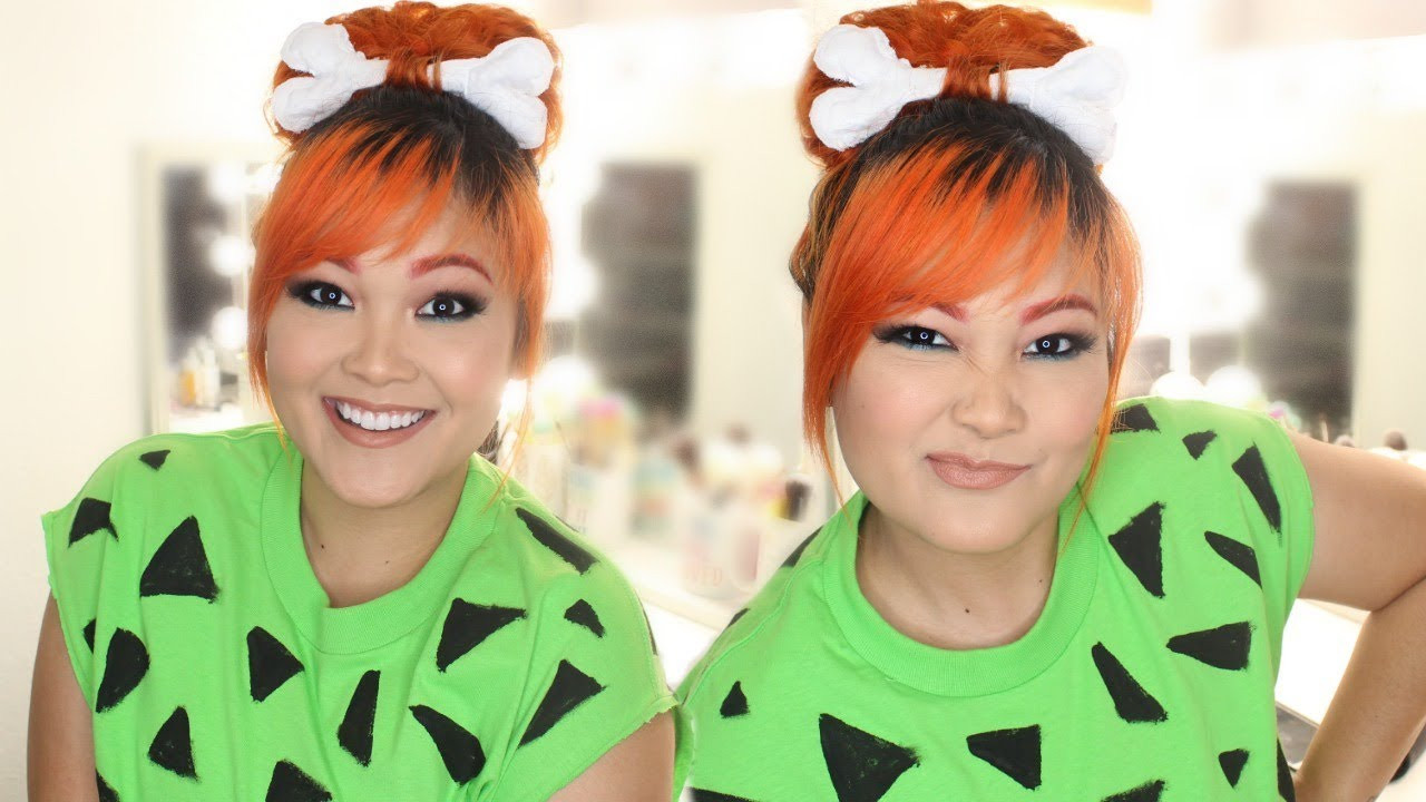 DIY Flintstones Costumes
 DIY Pebbles Flintstones Halloween Costume Hair Makeup