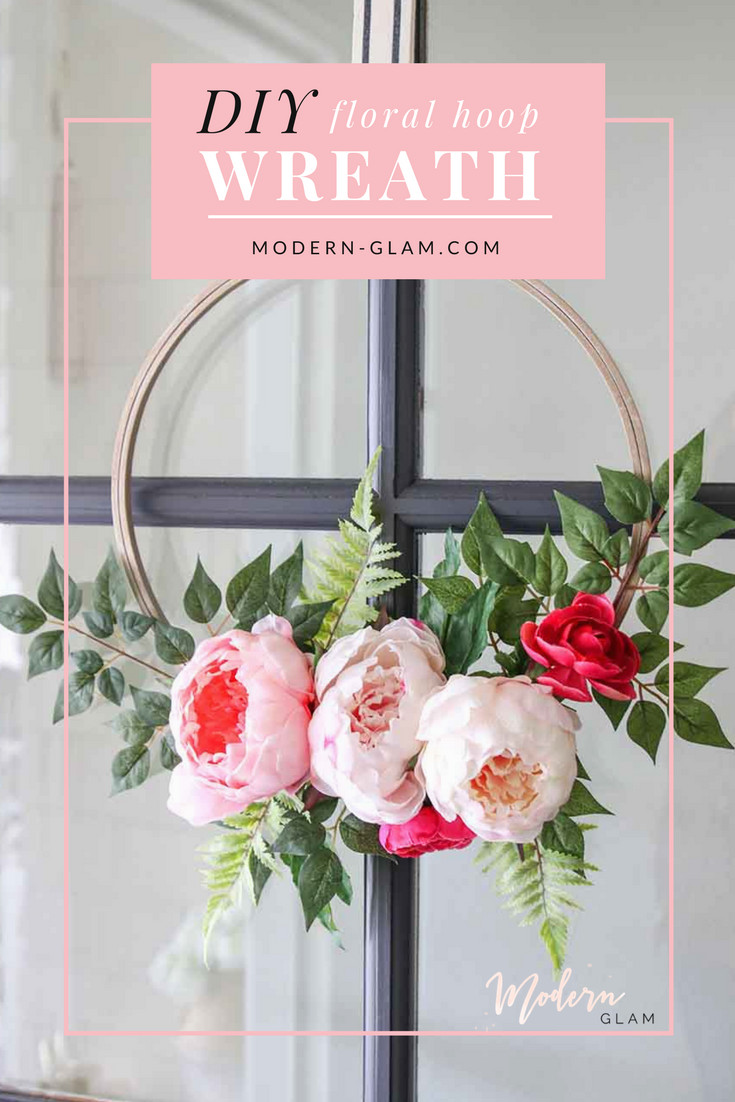 DIY Front Door Decor
 Modern Spring Floral Hoop Wreath DIY Modern Glam