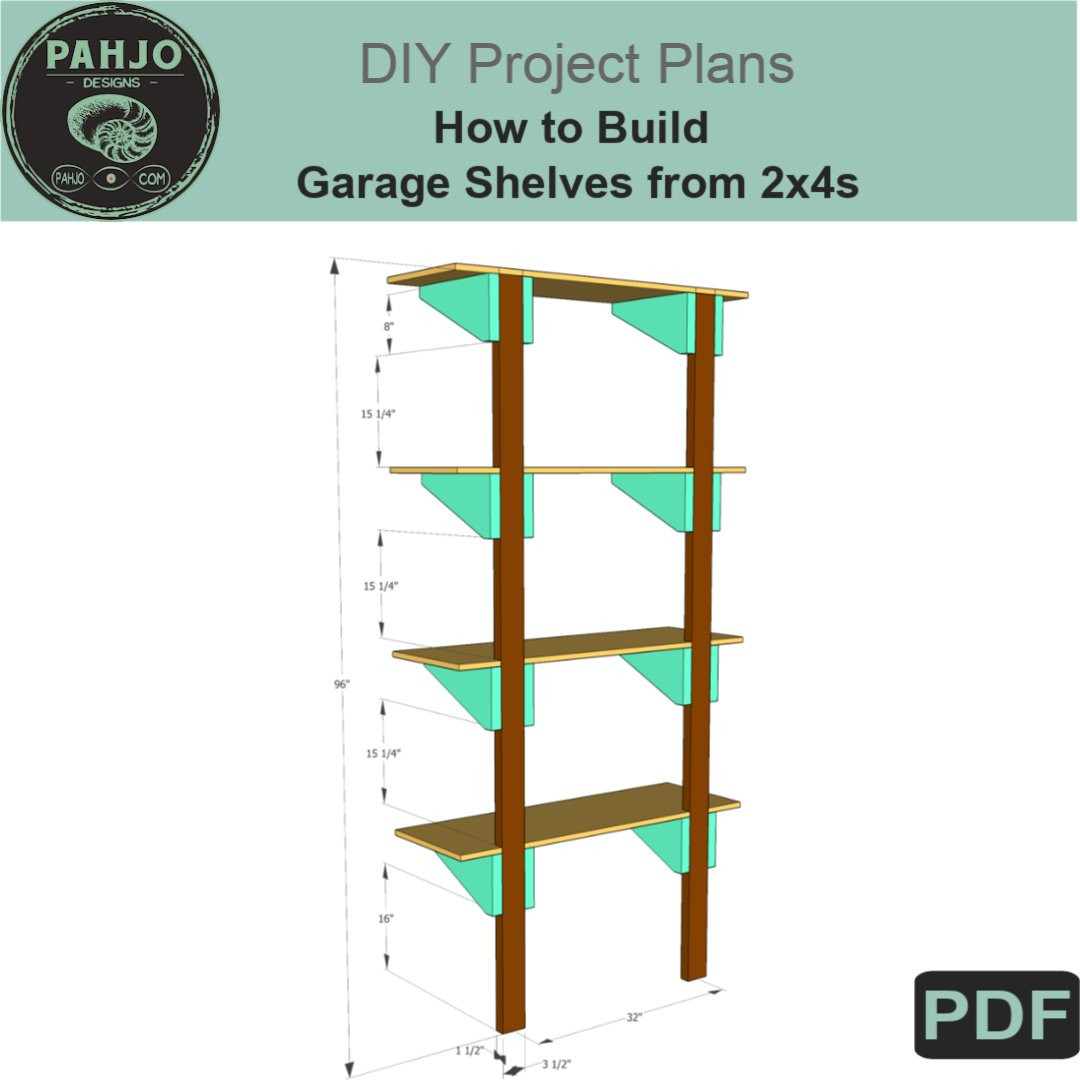DIY Garage Shelves Plans
 DIY Garage Shelves from 2x4s Plans