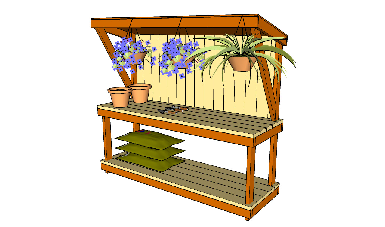 DIY Garden Bench Plans
 How to build a potting bench MyOutdoorPlans