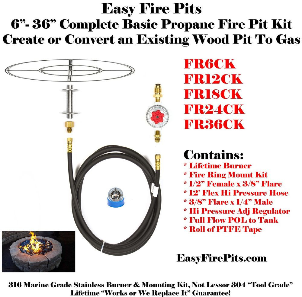 DIY Gas Fire Pit Kit
 FR6CK BASIC PROPANE DIY GAS FIRE PIT KIT & 6" LIFETIME