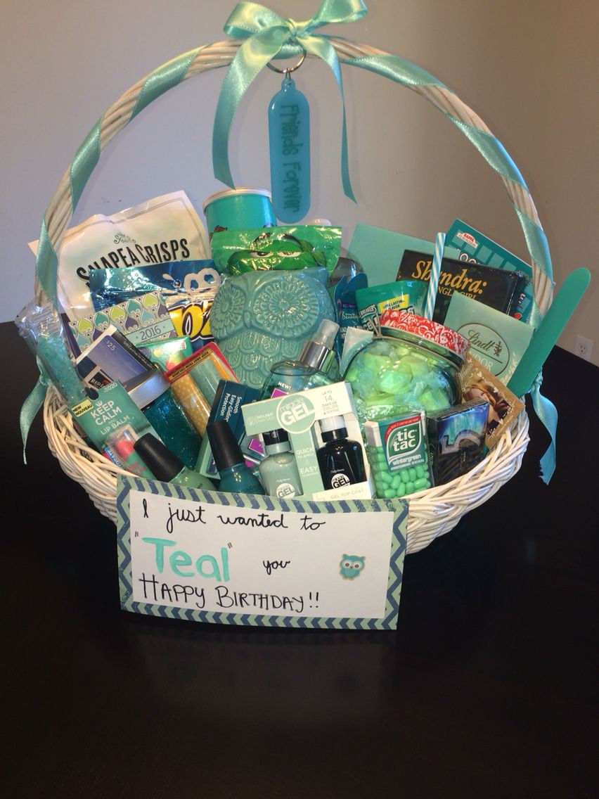 Diy Gift Basket Ideas For Her
 Just wanted to "TEAL" you happy birthday Gift basket
