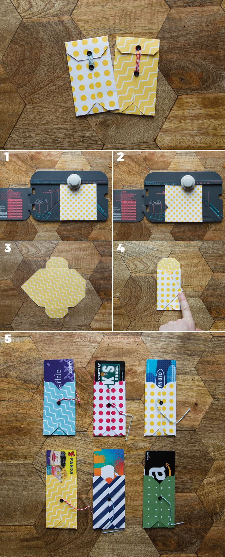 DIY Gift Card Envelopes
 DIY t card holder tutorials AndreasNotebook