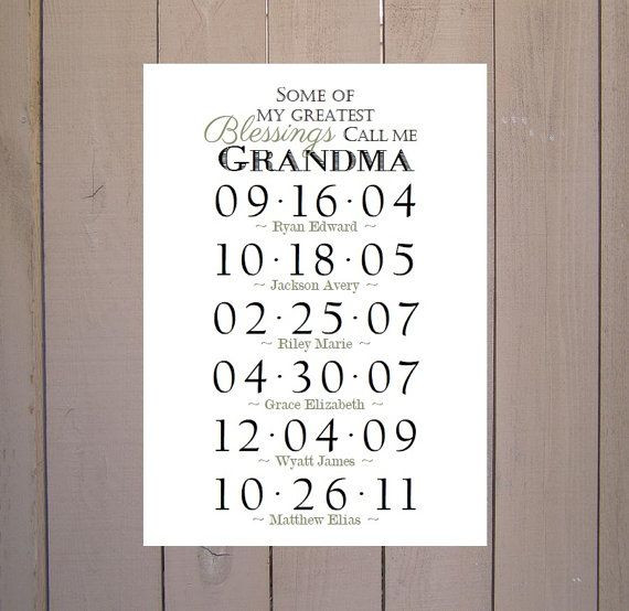 DIY Grandma Birthday Gifts
 GRANDMA GIFT Grandchildren Birthday Dates by