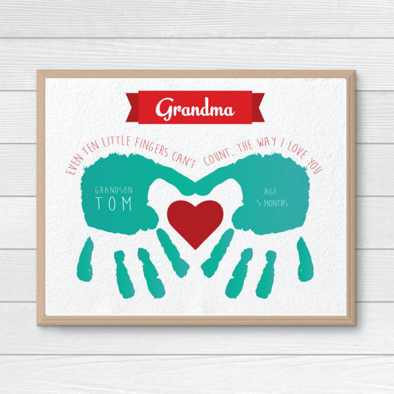 DIY Grandmother Gifts
 Personalized Gift for Grandmother CUSTOM Handprint Art