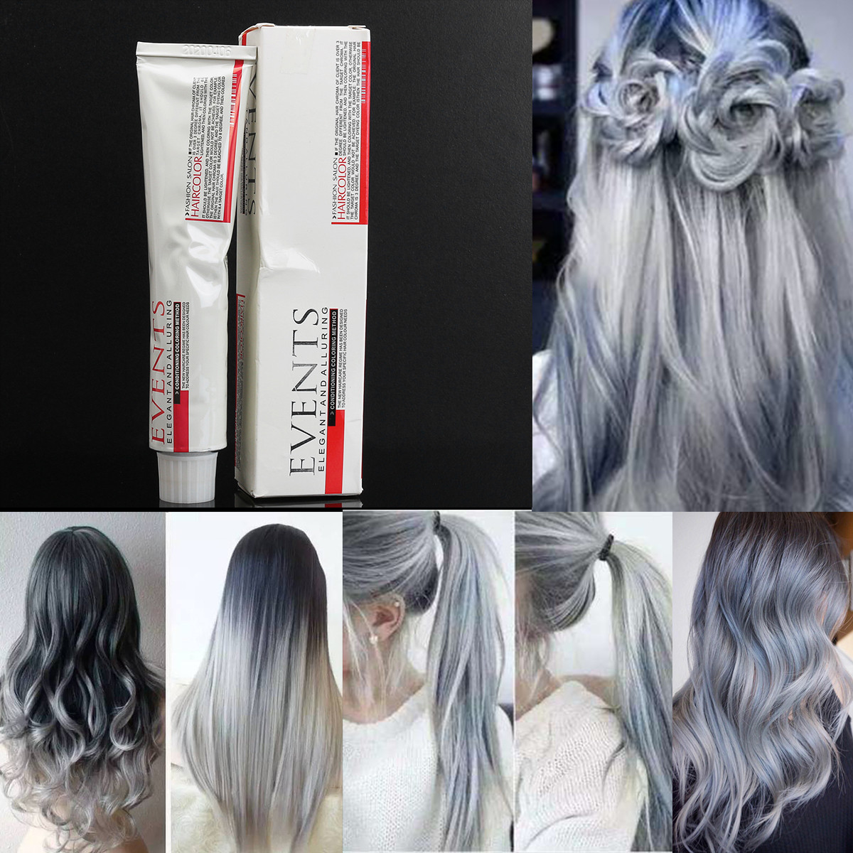 DIY Hair Coloring
 Semi Permanent Light Gray Hair Dye Color Cream Chalks