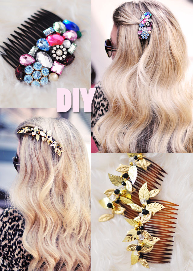 DIY Hair Comb
 DIY Bejeweled Hair bs Pretty Brooches for your Hair