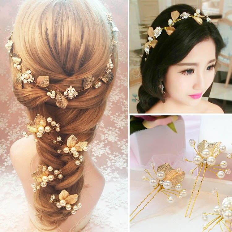 DIY Hair Pins
 4Pcs set DIY Hair Accessories Vintage Gold Leaf Flower