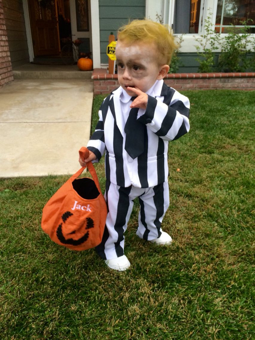 DIY Halloween Costume For Toddler Boy
 Baby beetlejuice costume Homemade toddler Halloween