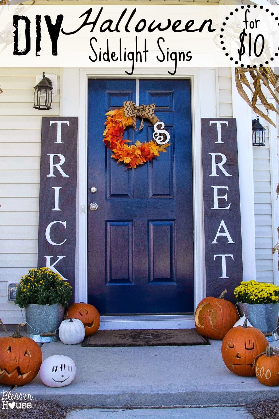 DIY Halloween Wood Signs
 DIY Halloween Sidelight Signs and Fall Porch Reveal