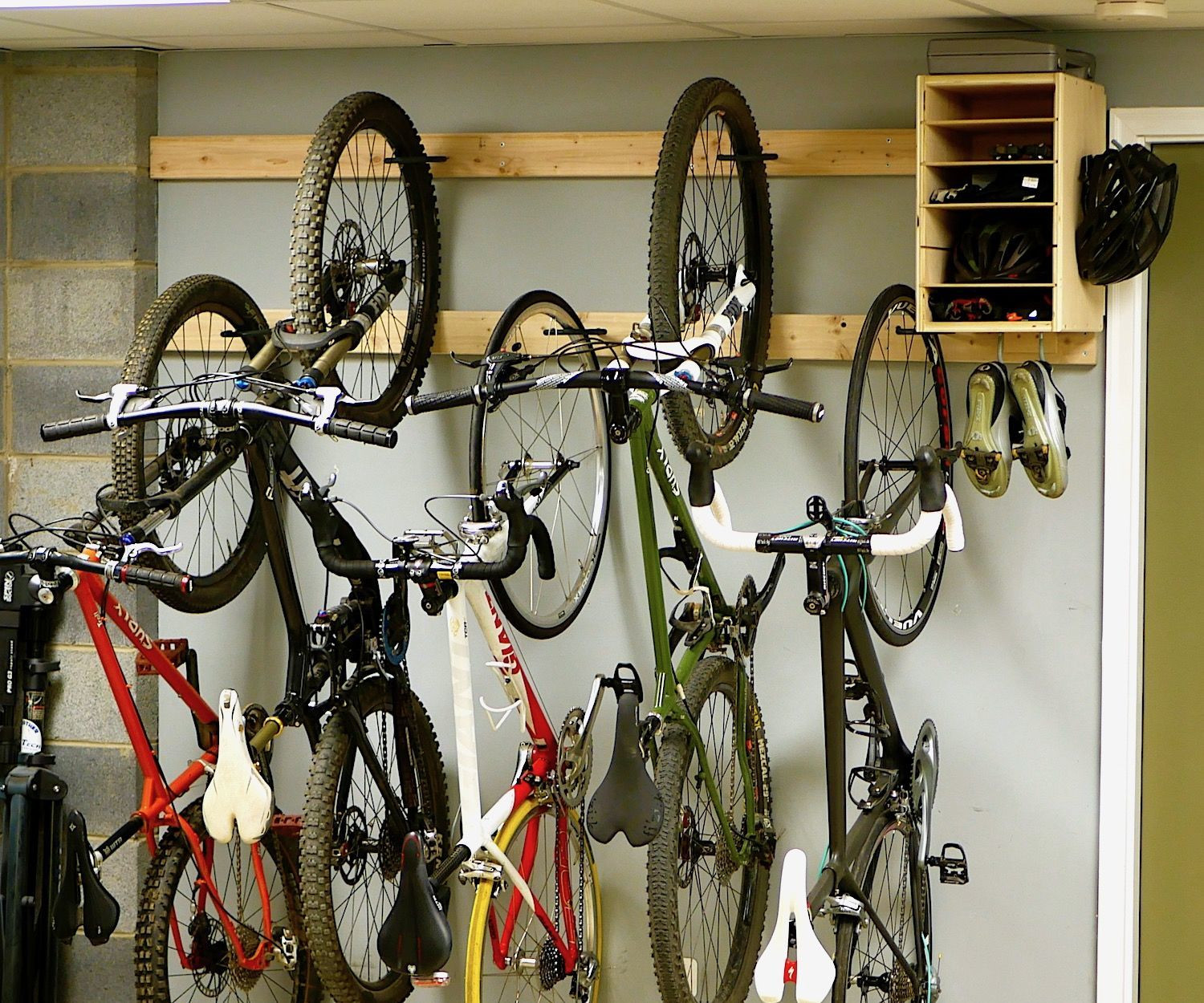 DIY Hanging Bike Rack
 DIY Bike Rack for $20 Bike Storage Stand & Cabinet for