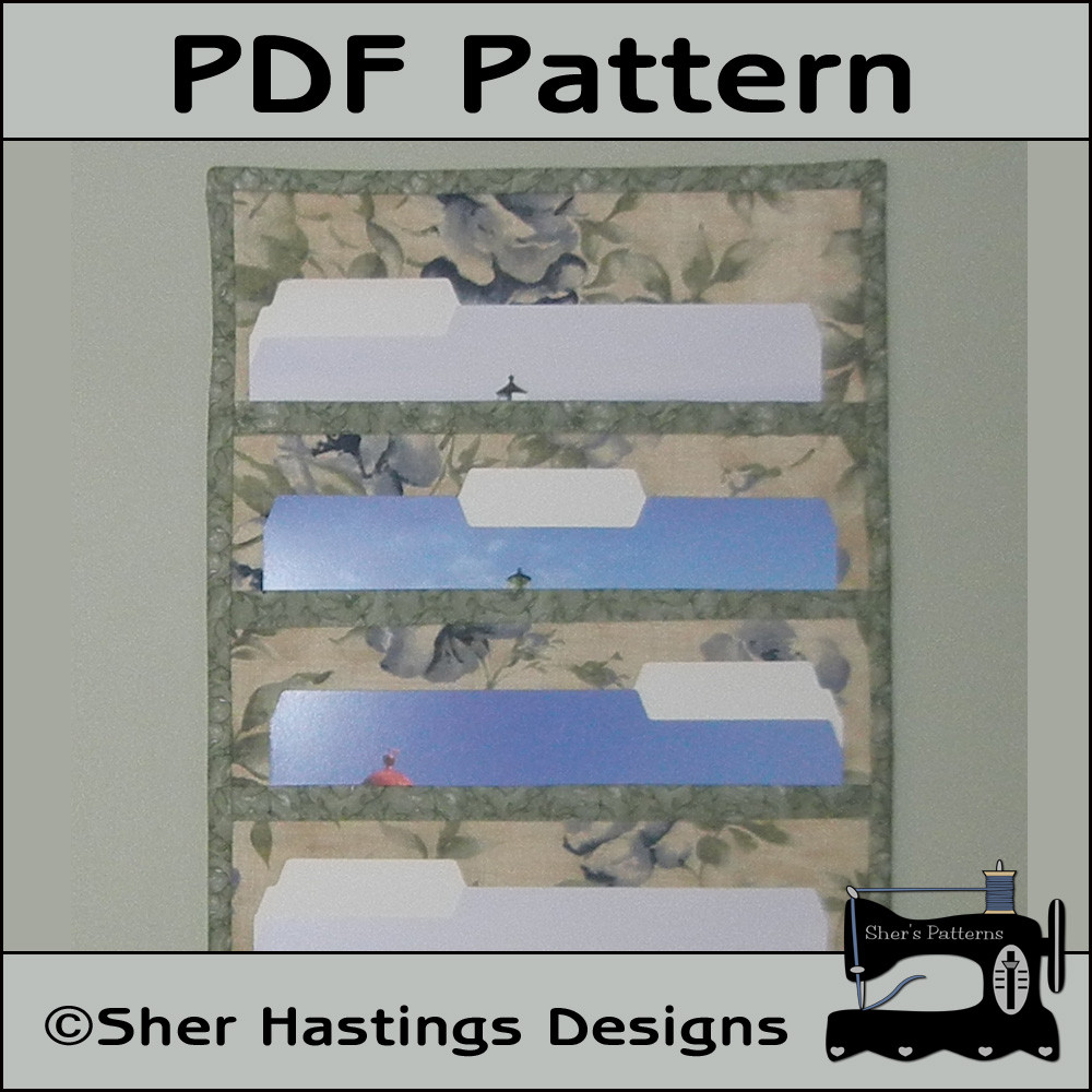 DIY Hanging File Organizer
 PDF Pattern For File Folder Pocket Organizer Wall Hanging
