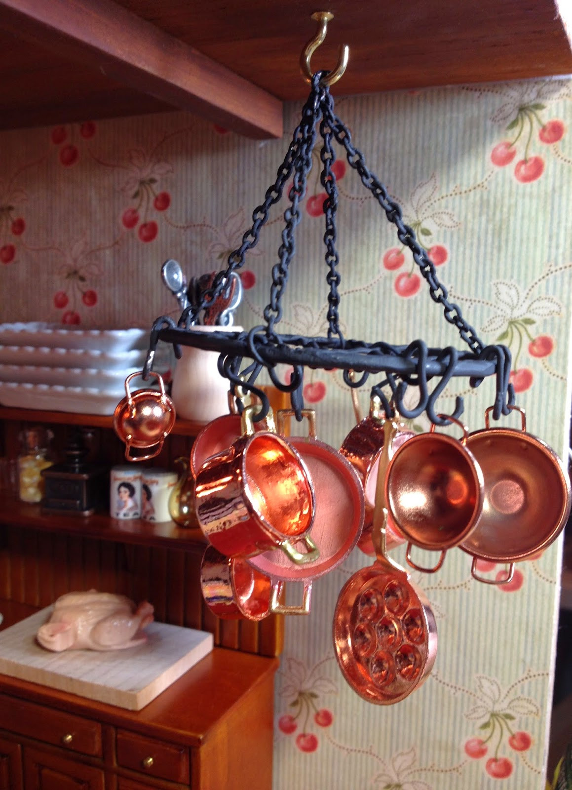 DIY Hanging Rack
 Jocelyn s Mountfield Dollhouse DIY Hanging Metal Pot Rack