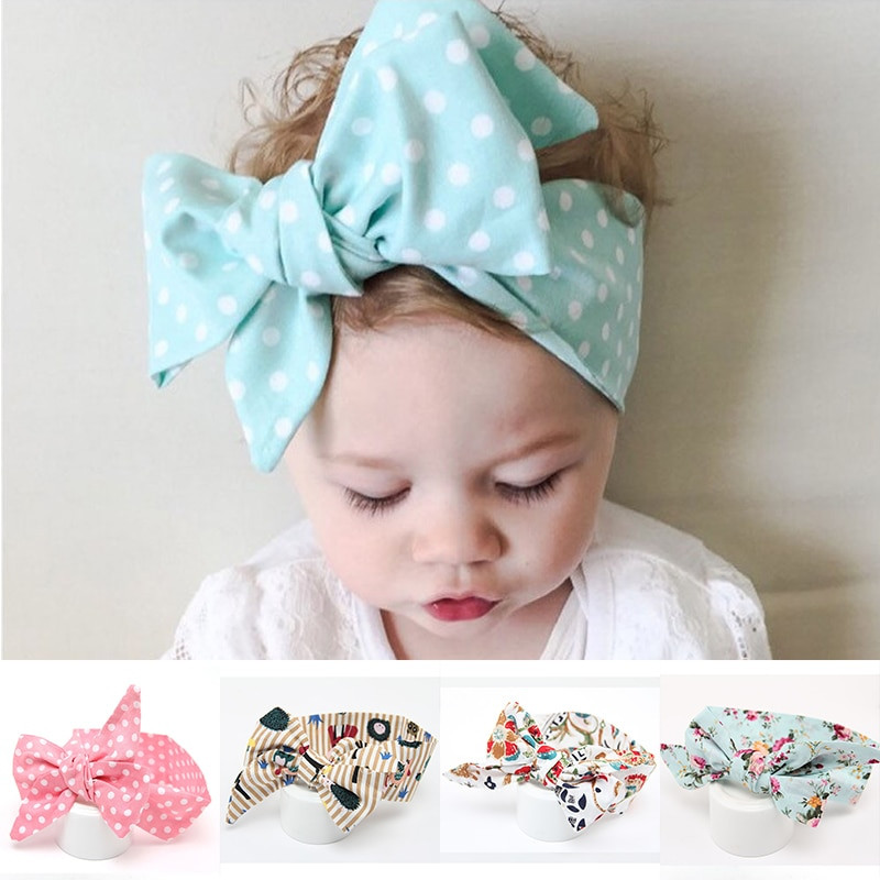 Diy Headbands Baby
 Cute Dot Fabric Flowers Baby Turban Haarband DIY Big Bow