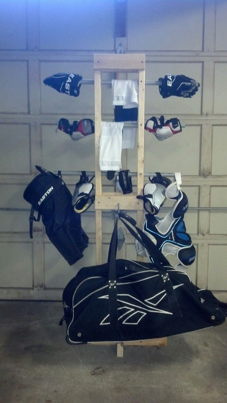 DIY Hockey Drying Rack
 Hockey sports equipment drying rack