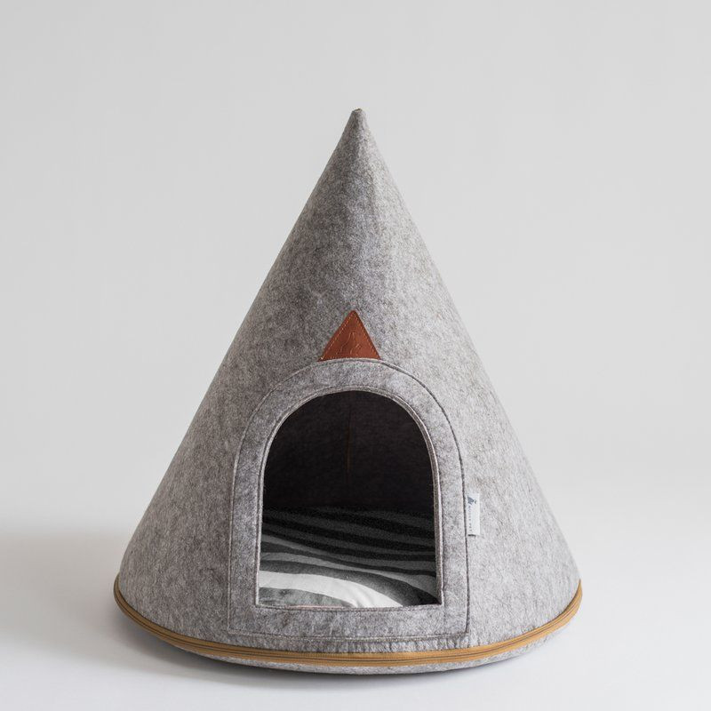 DIY Hooded Dog Bed
 Gray Felt Pet Cave Hooded Dog Bed with Arch Door