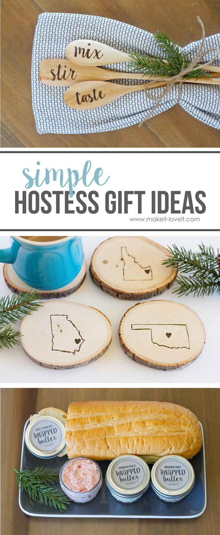 DIY Hostess Gifts
 Simple HOSTESS GIFT IDEAS flavored butters engraved