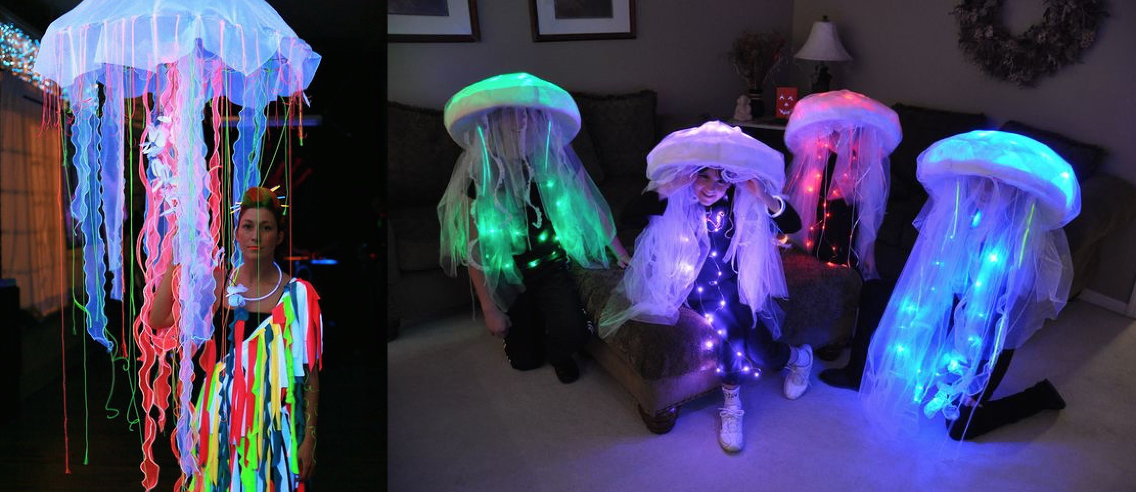 DIY Jellyfish Costumes
 Turn heads at any Halloween party with one of these high