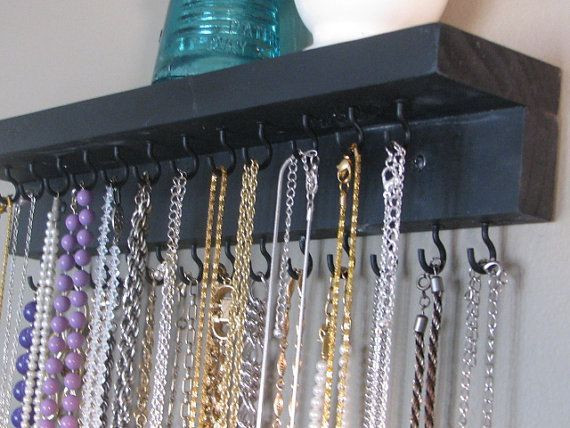 DIY Jewelry Hanger Organizer
 Necklace Organizer Display with shelf