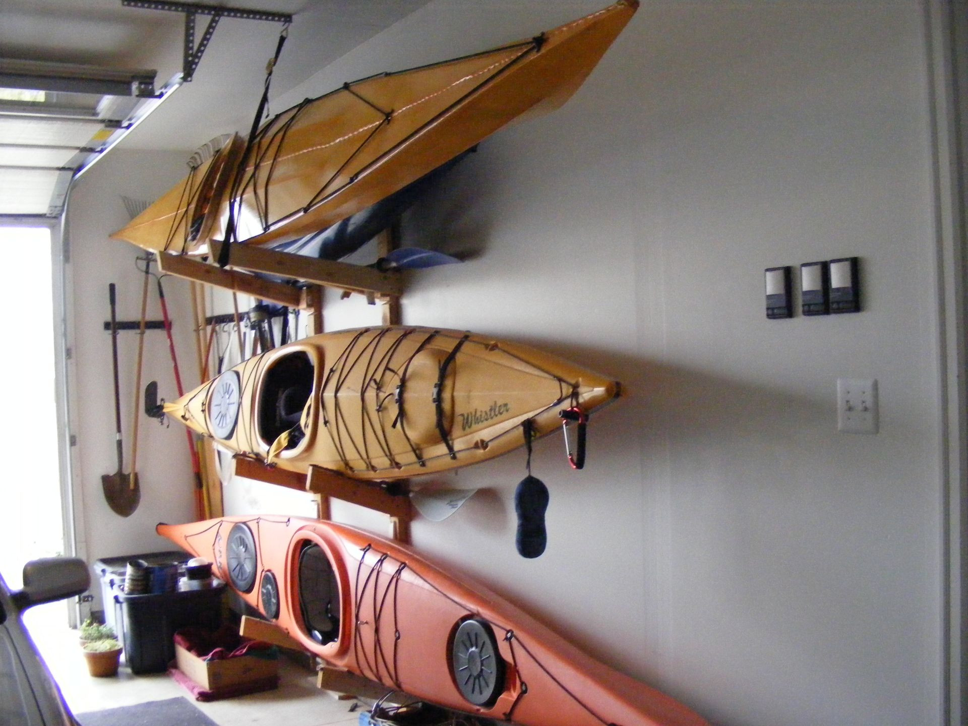 DIY Kayak Wall Rack
 PR Boat How to store kayaks in garage