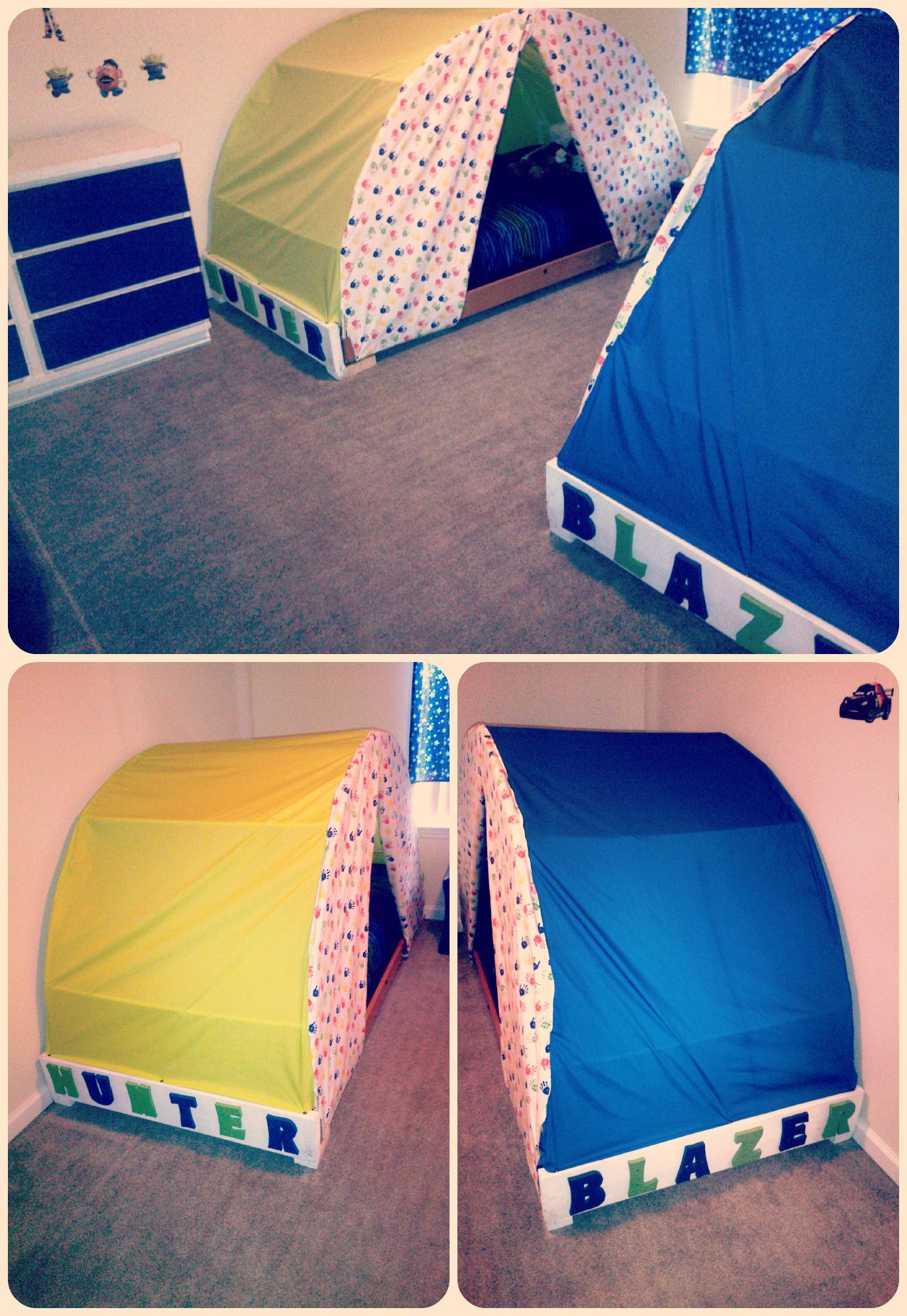 DIY Kids Bed Tent
 Tent Beds we made for the boys