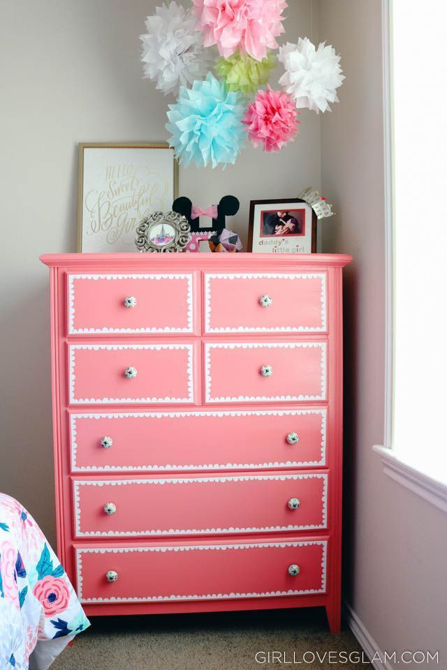 DIY Kids Dresser
 Pink Scalloped Dresser Makeover