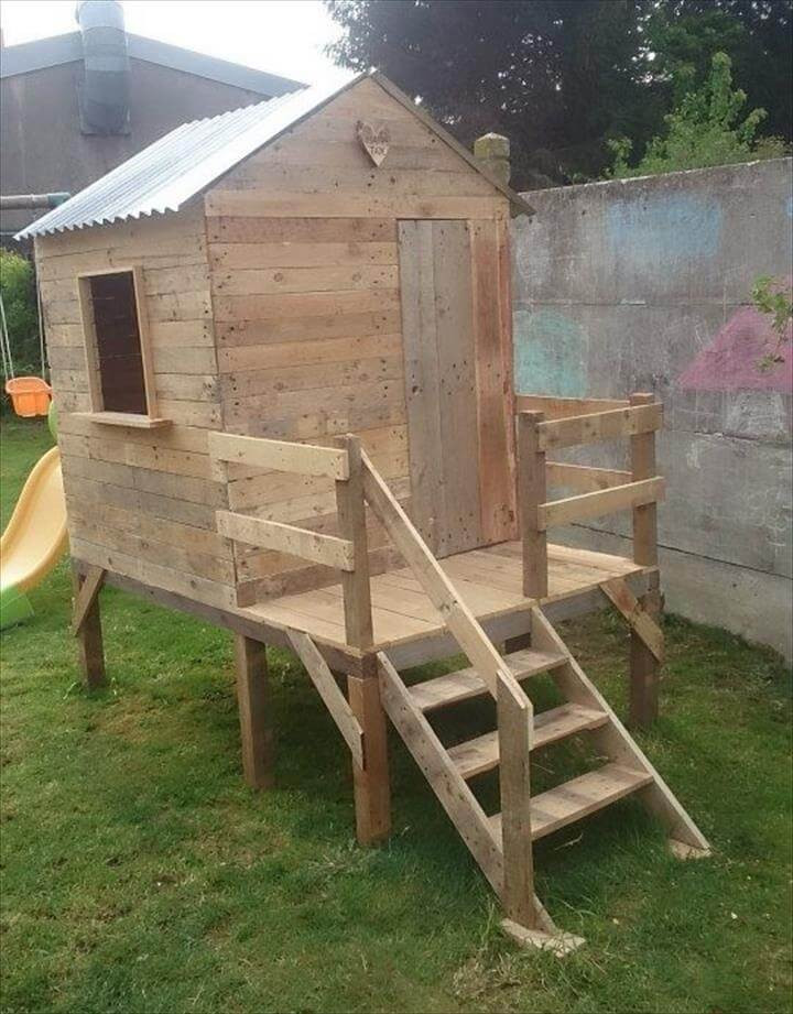 DIY Kids Playhouse
 Pallet Playhouse for Kids Friendly Backyard