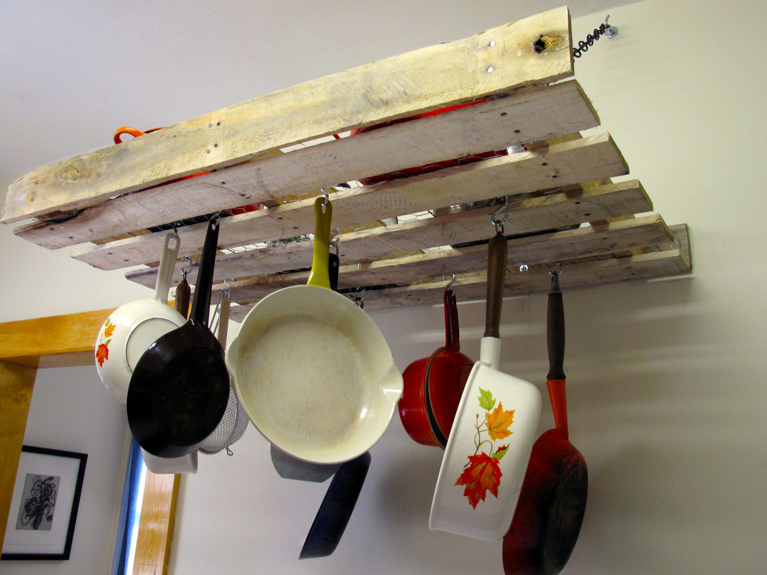 DIY Kitchen Pot Rack
 Home Improvements Pallet Pot Rack