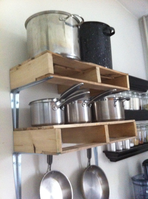 DIY Kitchen Pot Rack
 DIY Pallet Kitchen Pot Rack Eclectic Kitchen by