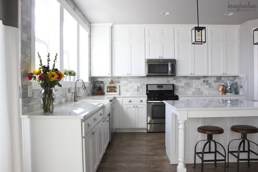 Diy Kitchen Tile
 My DIY Marble Backsplash Honeybear Lane