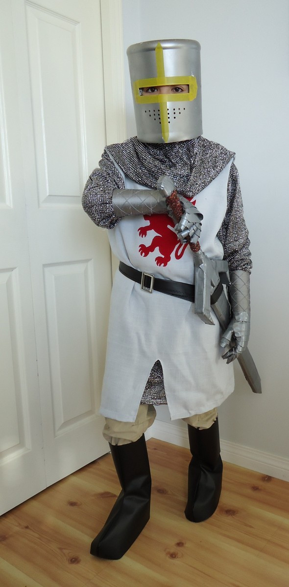 DIY Knight Costume
 DIY Youth Knight Costumes with helmet sword and