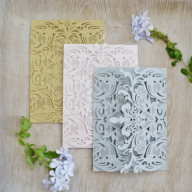 DIY Lace Wedding Invitations
 100pcs Laser Cut Wedding Invitations Gatefold DIY