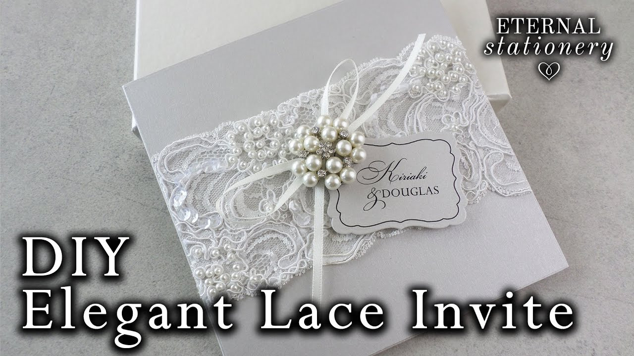 DIY Lace Wedding Invitations
 Elegant beaded lace and brooch wedding invitation